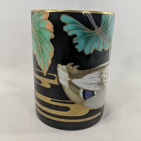 Fitz & Floyd Mallard Pond 339 Fine Porcelain Mug Black Gold Duck Bird Coffee - Picture 3 of 10